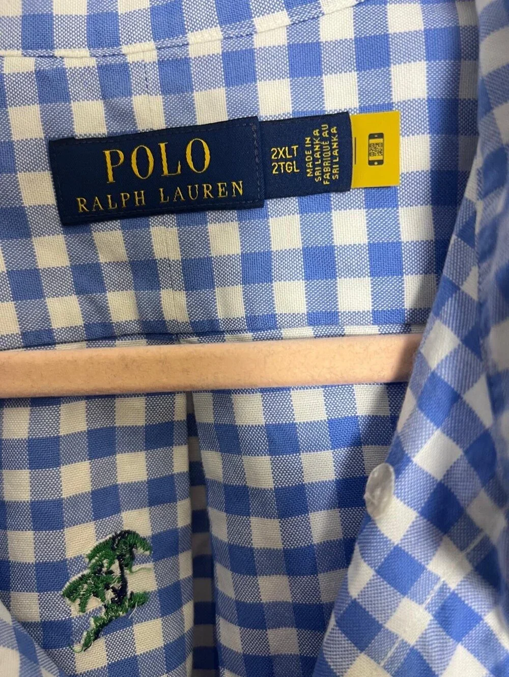 Polo Ralph Lauren Button-Up Shirt Blue Gingham Cotton 2XLT